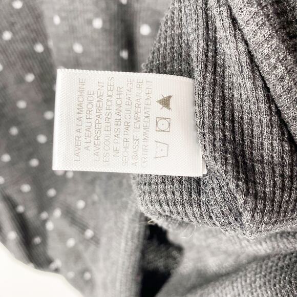 We the Free Thermal Knit Charcoal Gray White Spotted Top Womens Size Medium - Picture 7 of 9